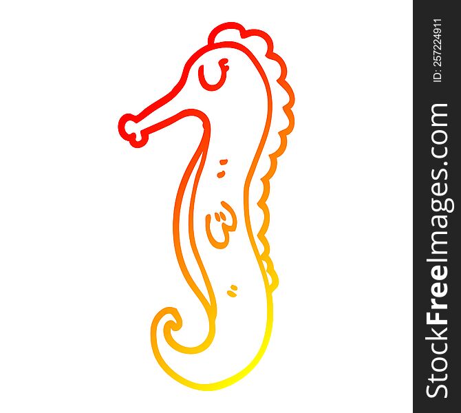 Warm Gradient Line Drawing Cartoon Sea Horse