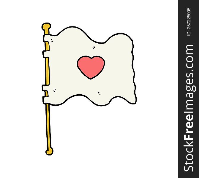 Cartoon Flag With Love Heart