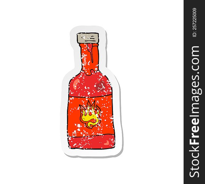retro distressed sticker of a cartoon chili sauce