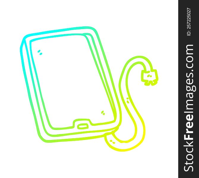 cold gradient line drawing of a cartoon computer tablet