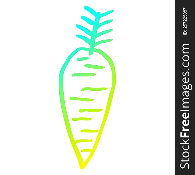 cold gradient line drawing of a cartoon yellow carrot