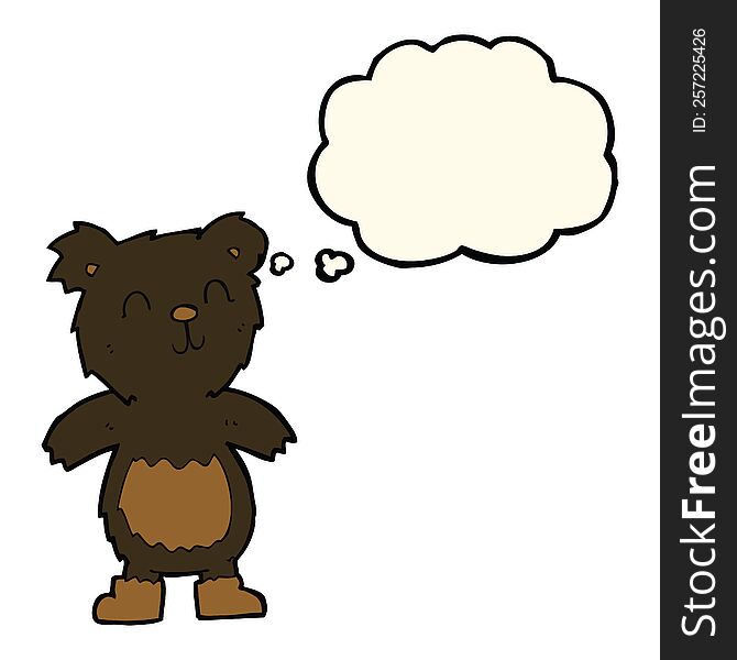 Cartoon Teddy Black Bear With Thought Bubble
