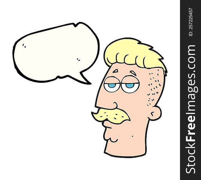 freehand drawn speech bubble cartoon man with hipster hair cut