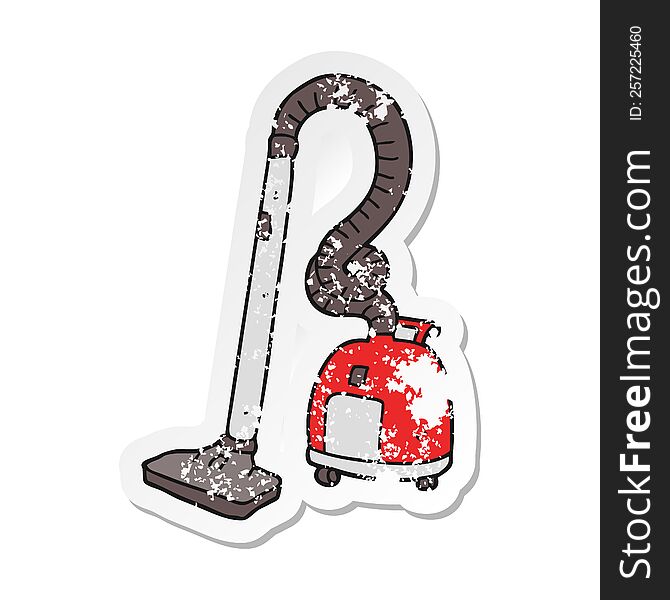 retro distressed sticker of a cartoon vacuum cleaner