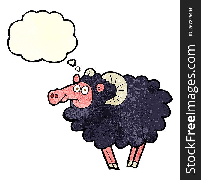 Cartoon Black Sheep With Thought Bubble