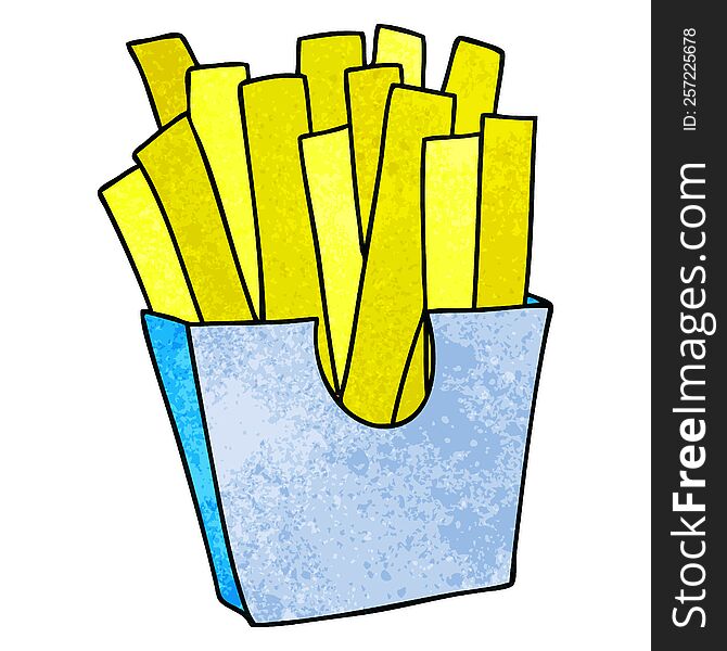 hand drawn quirky cartoon french fries. hand drawn quirky cartoon french fries