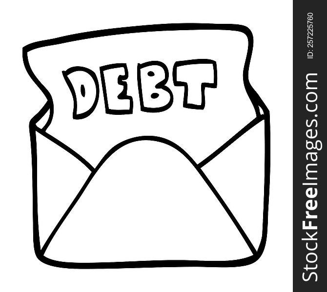 black and white cartoon debt letter