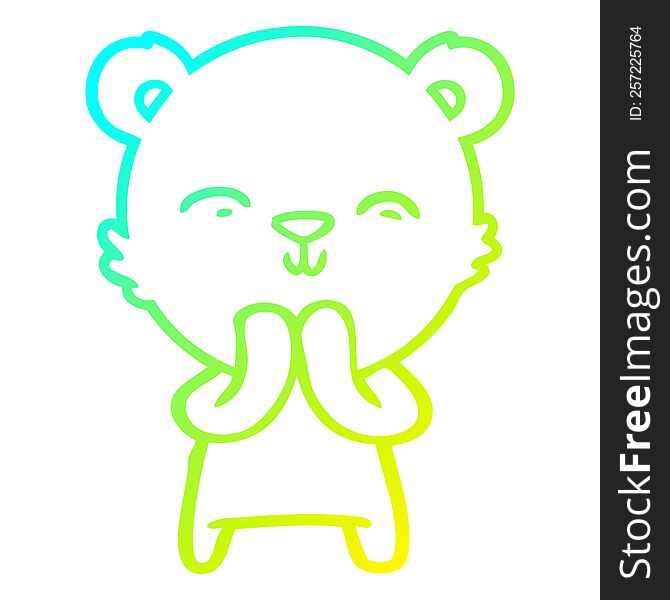 Cold Gradient Line Drawing Happy Cartoon Polar Bear