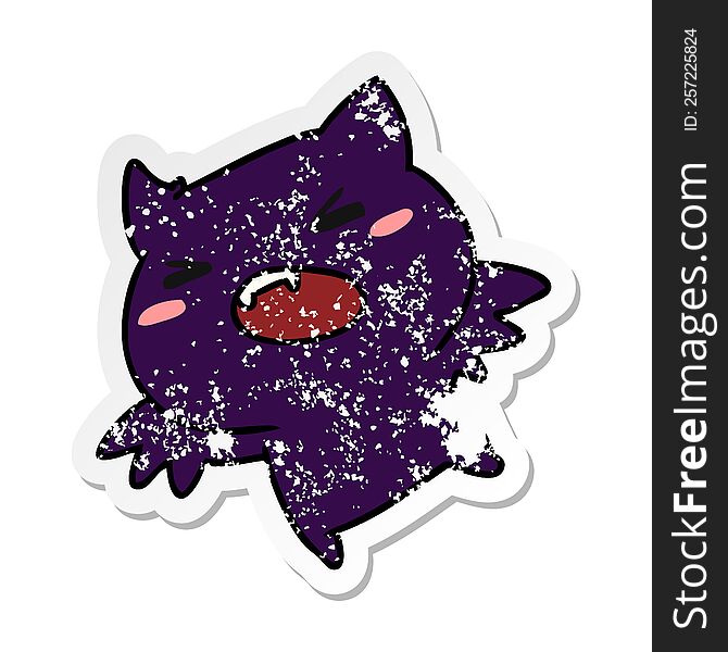 Distressed Sticker Cartoon Of A Kawaii Cute Bat
