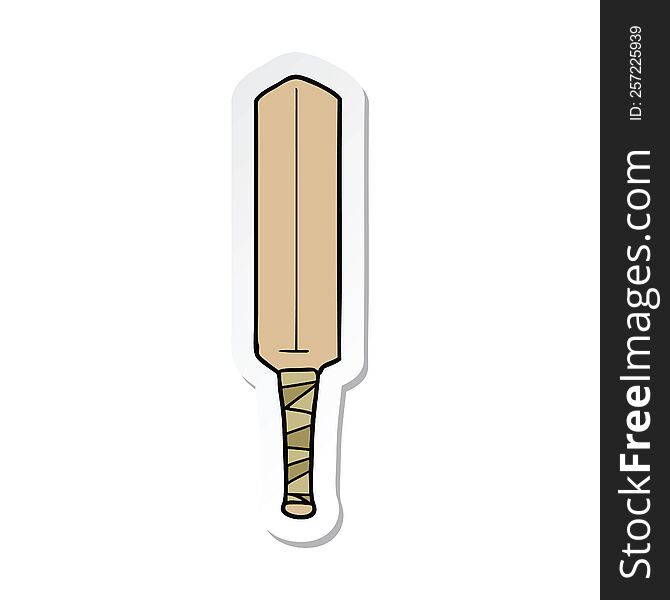 sticker of a cartoon cricket bat