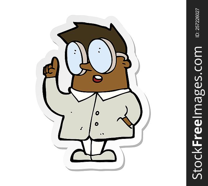 sticker of a cartoon scientist