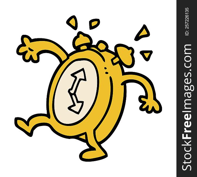 cartoon doodle ringing alarm clock