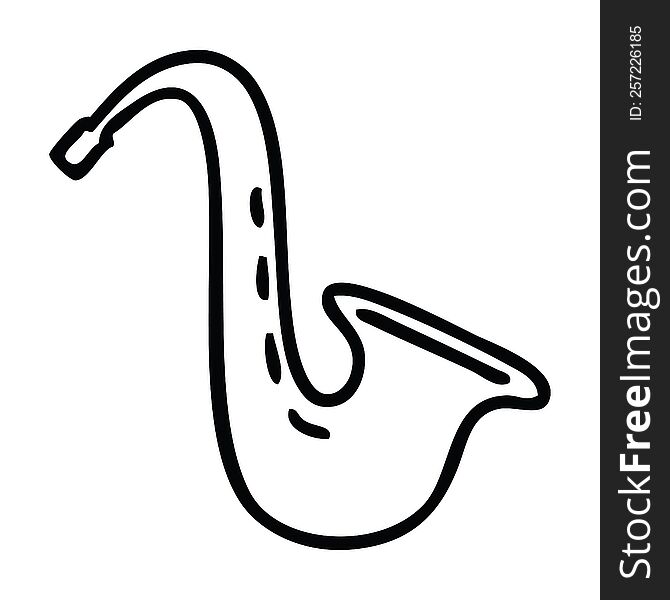 Line Drawing Cartoon Musical Saxophone