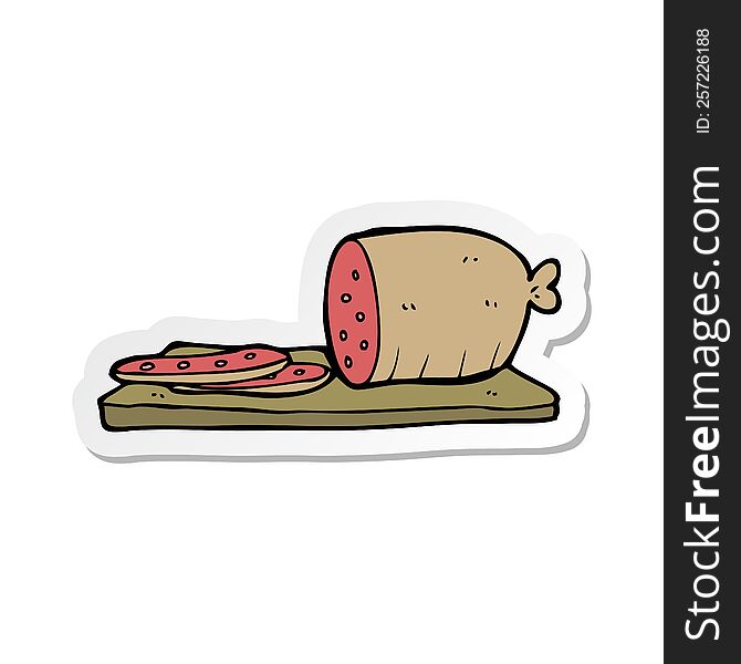 sticker of a cartoon sliced sausage