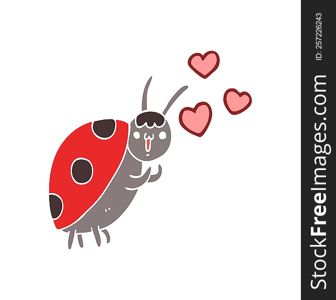 cute flat color style cartoon ladybug in love