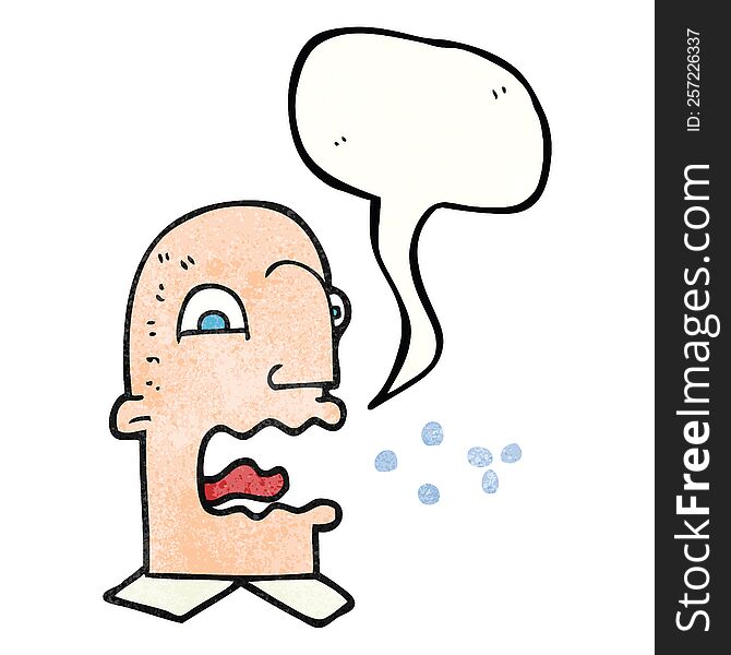 freehand speech bubble textured cartoon burping man