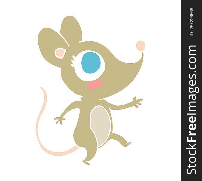 Cute Flat Color Style Cartoon Mouse