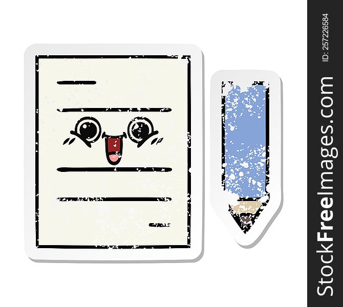 Distressed Sticker Of A Cute Cartoon Test Paper
