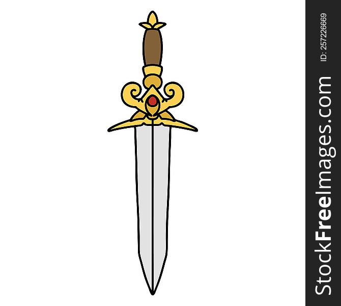 tattoo in traditional style of a dagger. tattoo in traditional style of a dagger