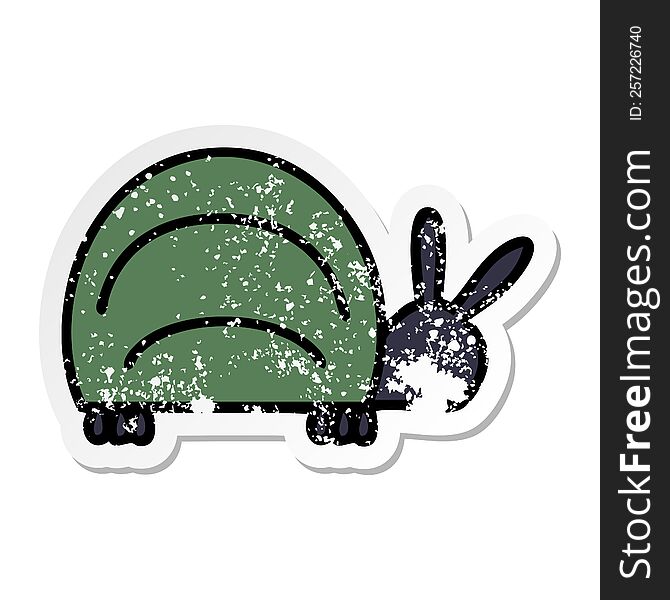 Distressed Sticker Of A Cute Cartoon Green Bug