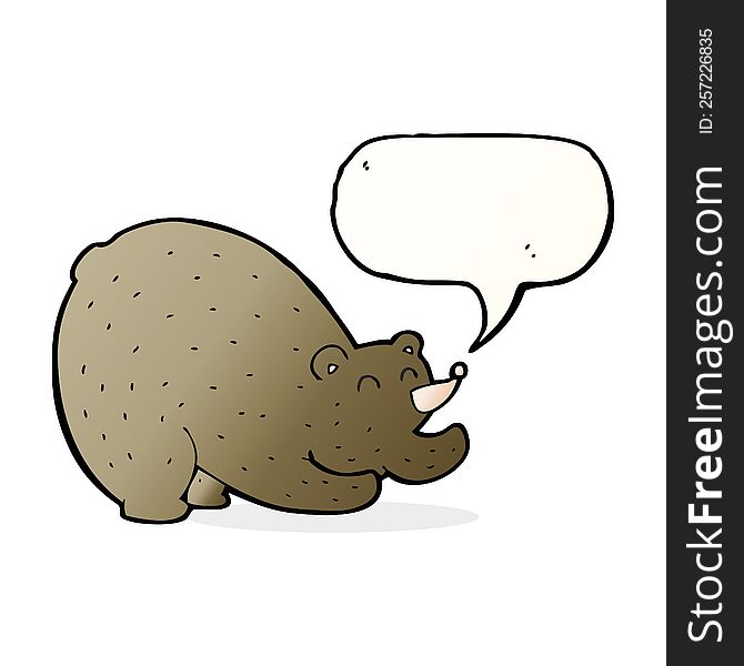 Cartoon Stretching Bear With Speech Bubble