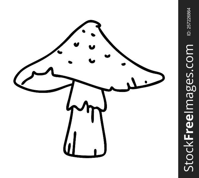 line doodle of a wild mushroom that may or may not be poisonous