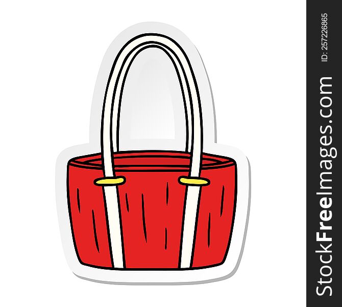 Sticker Cartoon Doodle Of A Red Big Bag