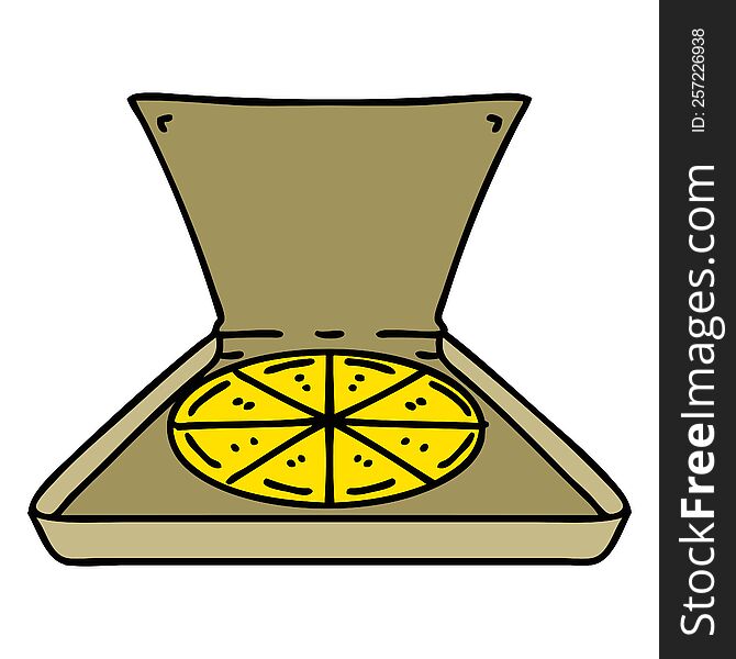 cartoon of an open pizza box