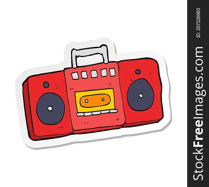 sticker of a cartoon radio cassette player