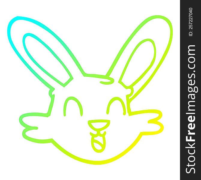 cold gradient line drawing of a cartoon cute bunny