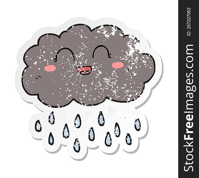 Retro Distressed Sticker Of A Cartoon Rain Cloud