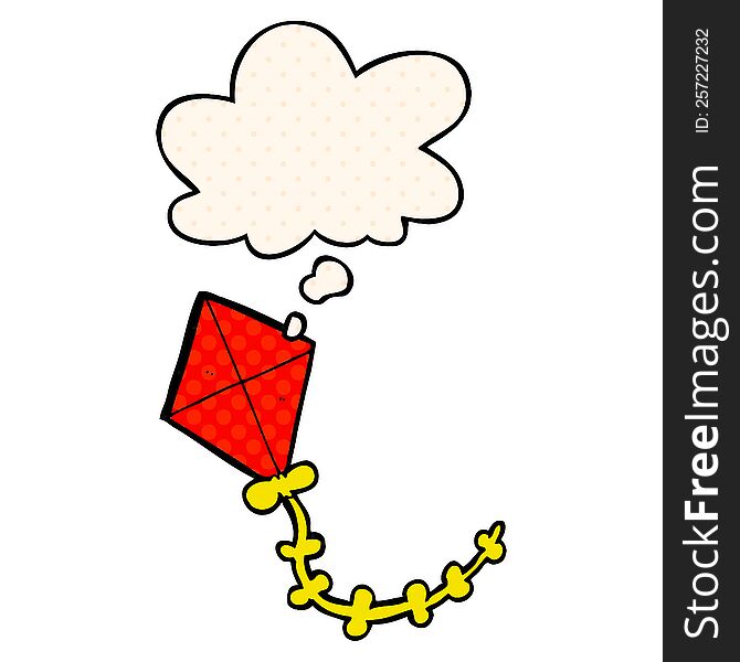 cartoon kite with thought bubble in comic book style