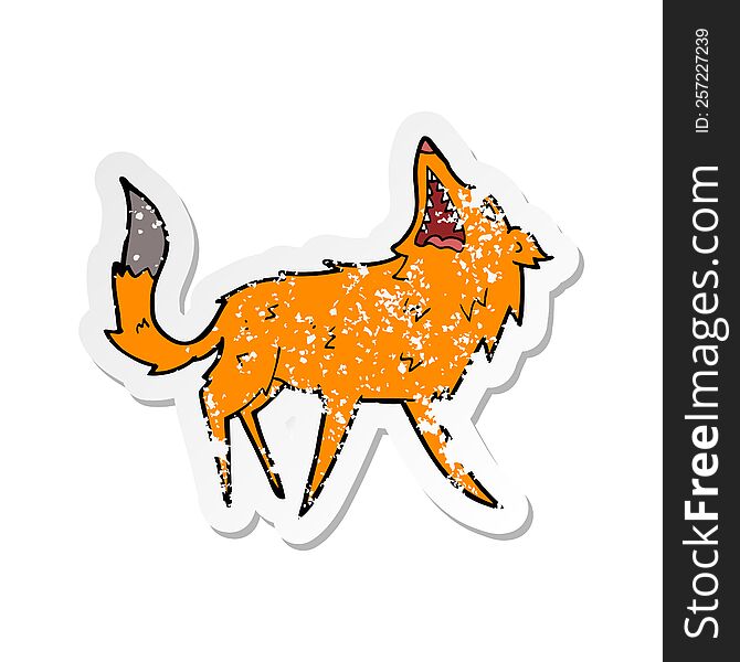 Retro Distressed Sticker Of A Cartoon Snapping Fox