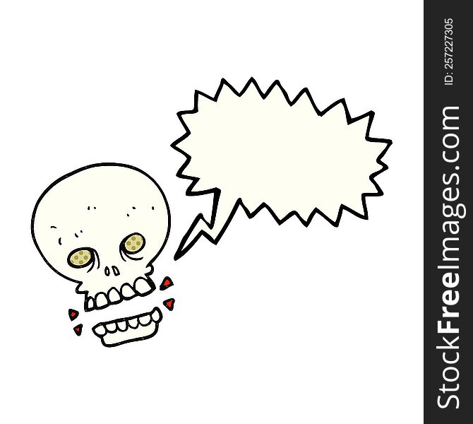 freehand drawn comic book speech bubble cartoon scary skull