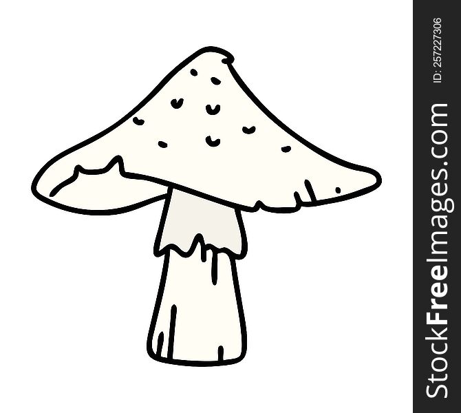 cartoon of a wild mushroom that may or may not be poisonous