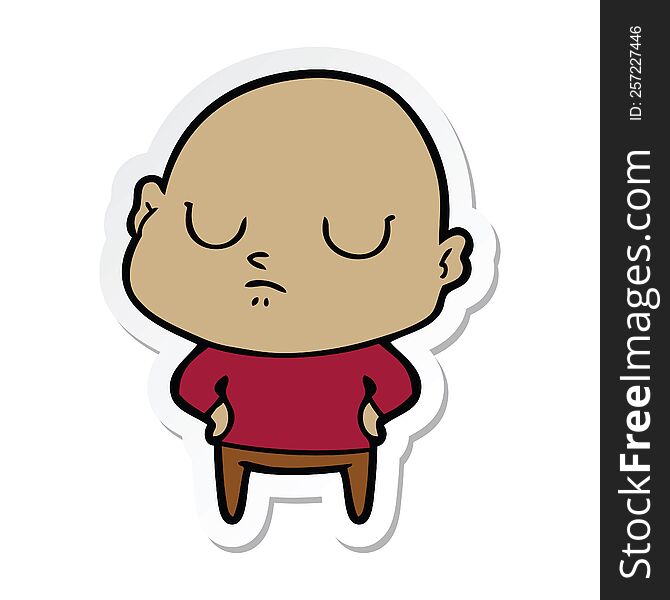 Sticker Of A Cartoon Bald Man