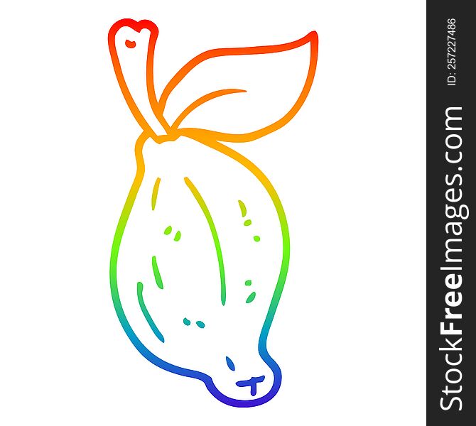 Rainbow Gradient Line Drawing Cartoon Lime Fruit