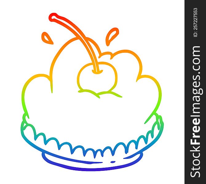 rainbow gradient line drawing of a tasty dessert