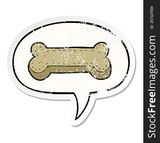 cartoon dog biscuit with speech bubble distressed distressed old sticker. cartoon dog biscuit with speech bubble distressed distressed old sticker