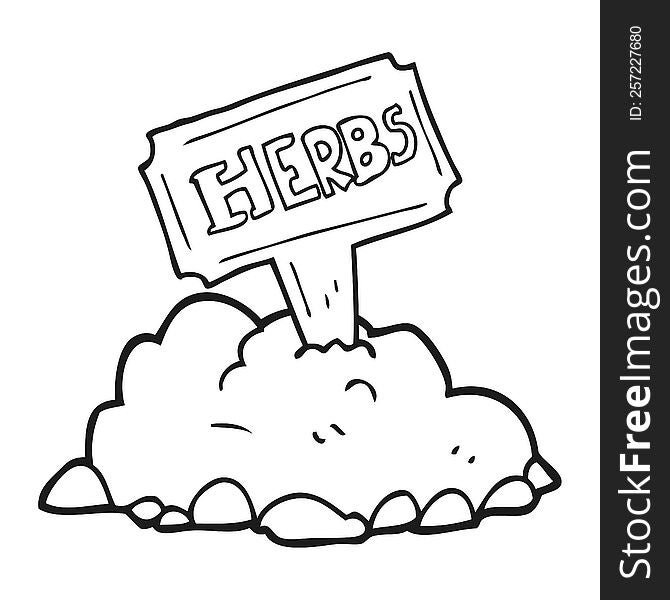 Black And White Cartoon Herbs Sign