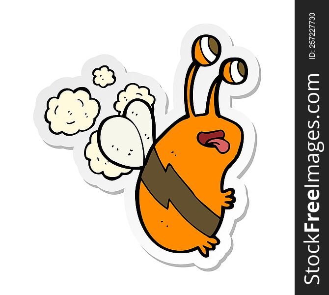 Sticker Of A Cartoon Funny Bee