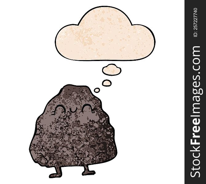 cartoon rock with thought bubble in grunge texture style. cartoon rock with thought bubble in grunge texture style