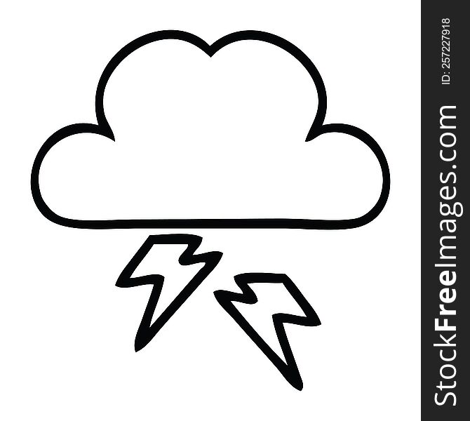 line drawing cartoon of a thunder cloud