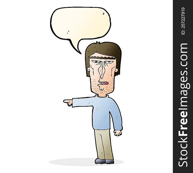 Cartoon Pointing Man With Speech Bubble
