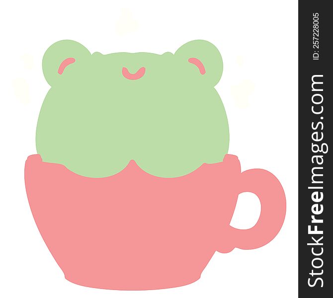 cute frog in coffee cup