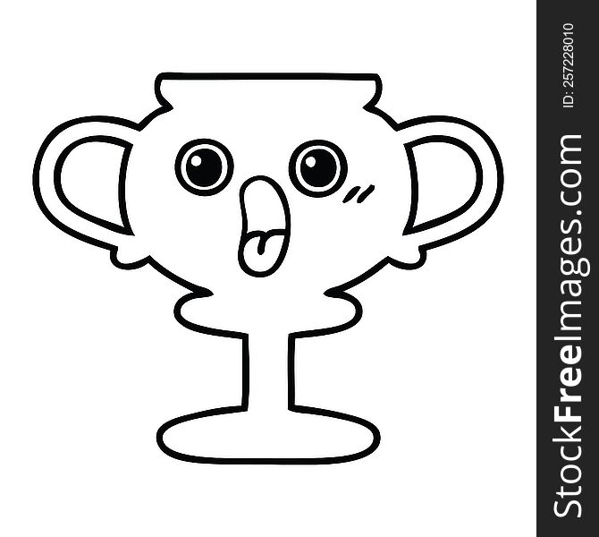 line drawing cartoon of a trophy. line drawing cartoon of a trophy