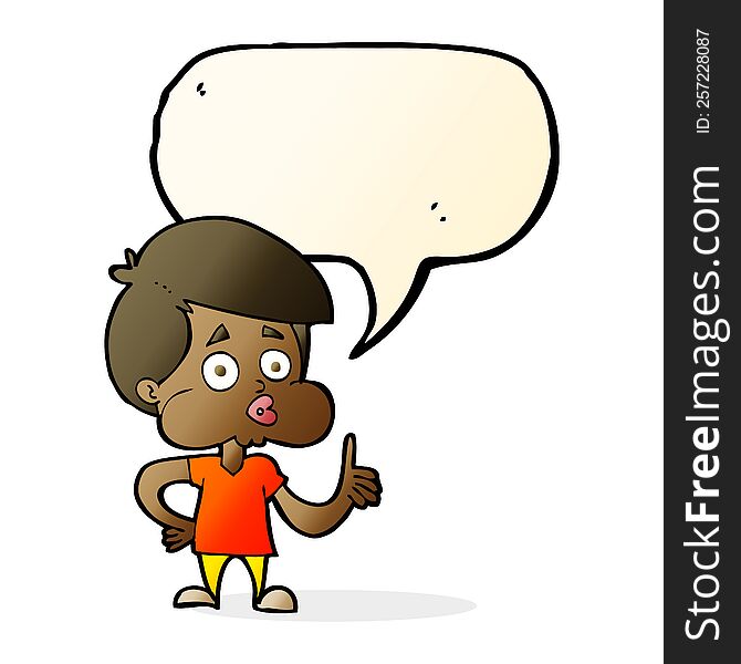 Cartoon Boy Giving Thumbs Up With Speech Bubble