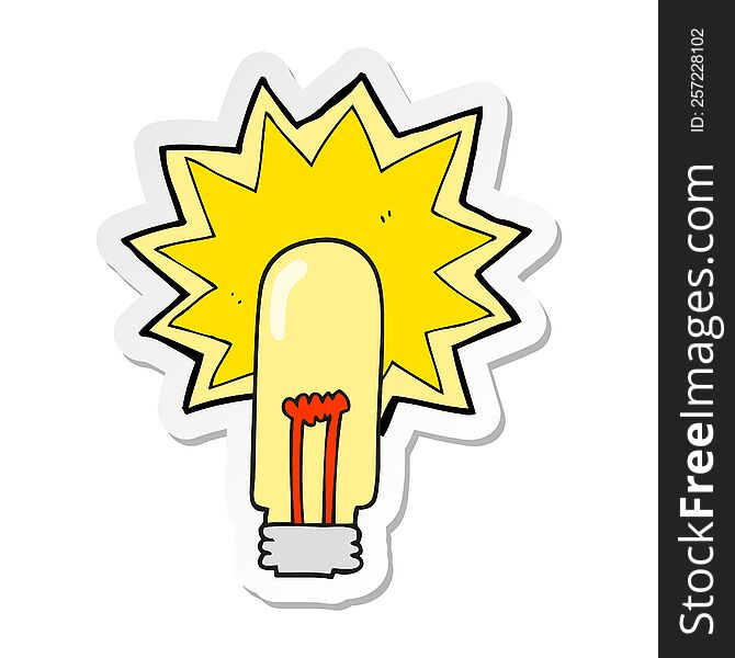 sticker of a cartoon old light bulb