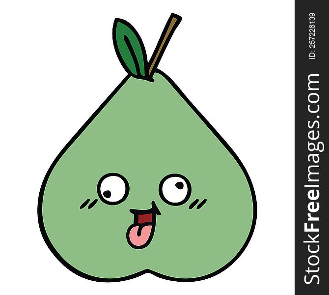 cute cartoon of a green pear. cute cartoon of a green pear