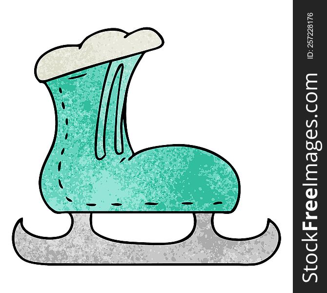 Textured Cartoon Doodle Of An Ice Skate Boot